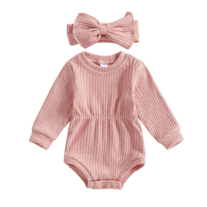 Long Sleeve Solid Ribbed Romper