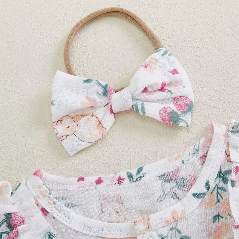 Long Sleeve Floral Bunny Baby Romper