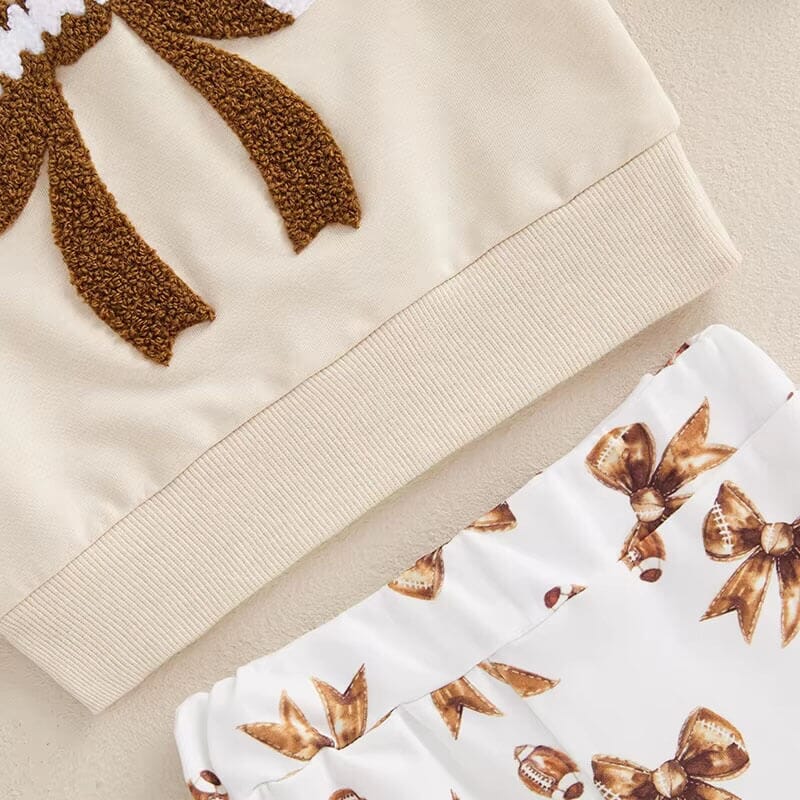 Football Bow Flared Pants Baby Set