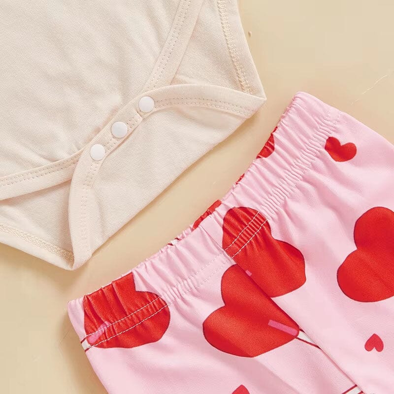 Daddy's Little Valentine Flared Pants Baby Set