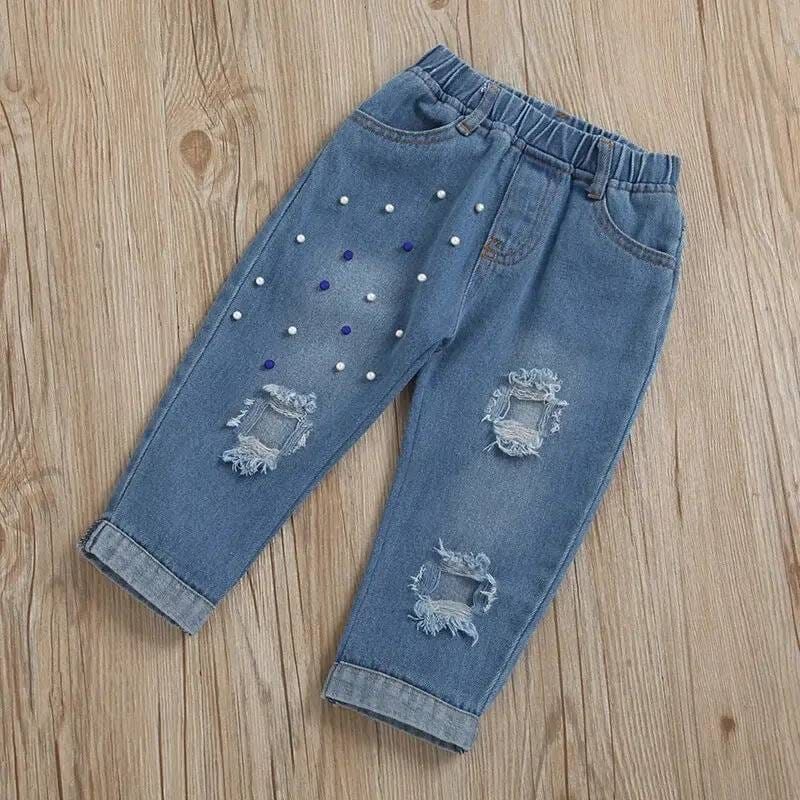 White Cami Ripped Jeans Toddler Set