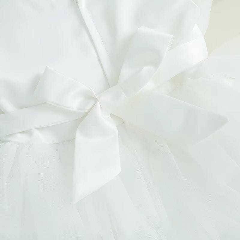 Sparkly Silver Bow Tulle Toddler Dress
