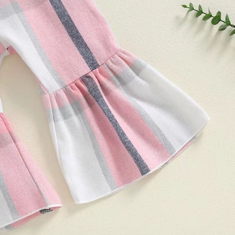 Sleeveless Plaid Bell Bottom Toddler Jumpsuit