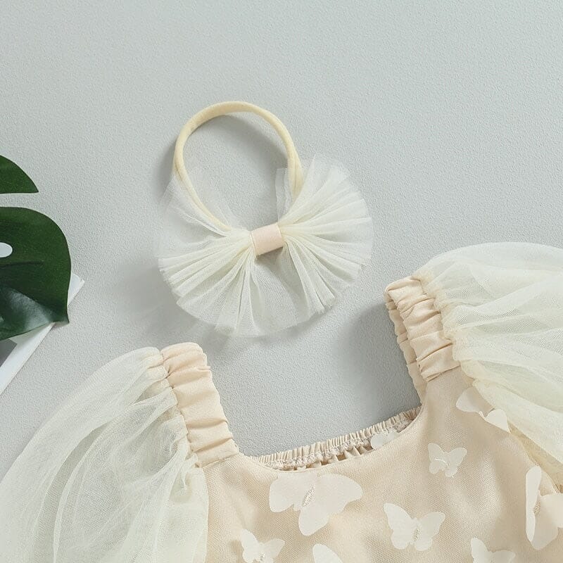 Long Sleeve Butterfly Lace Toddler Dress
