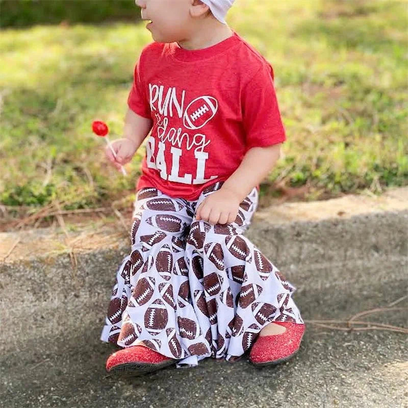 Toddler Girl Short Sleeve Run The Ball Football Set