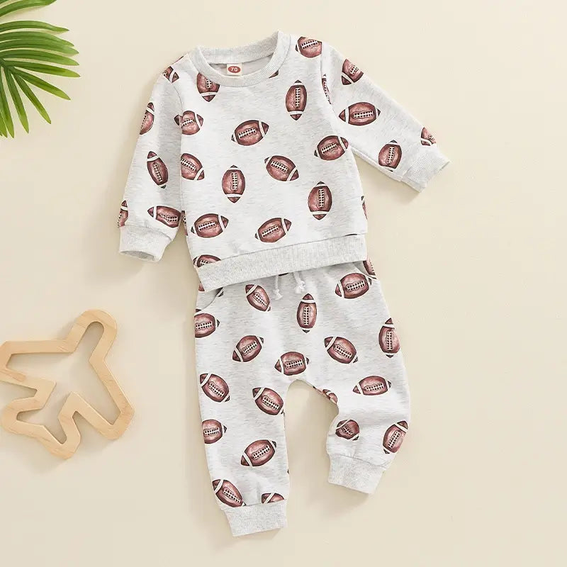 Long Sleeve Grey Football Toddler Set