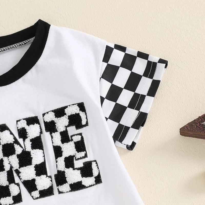Race Flag Baby Birthday Romper