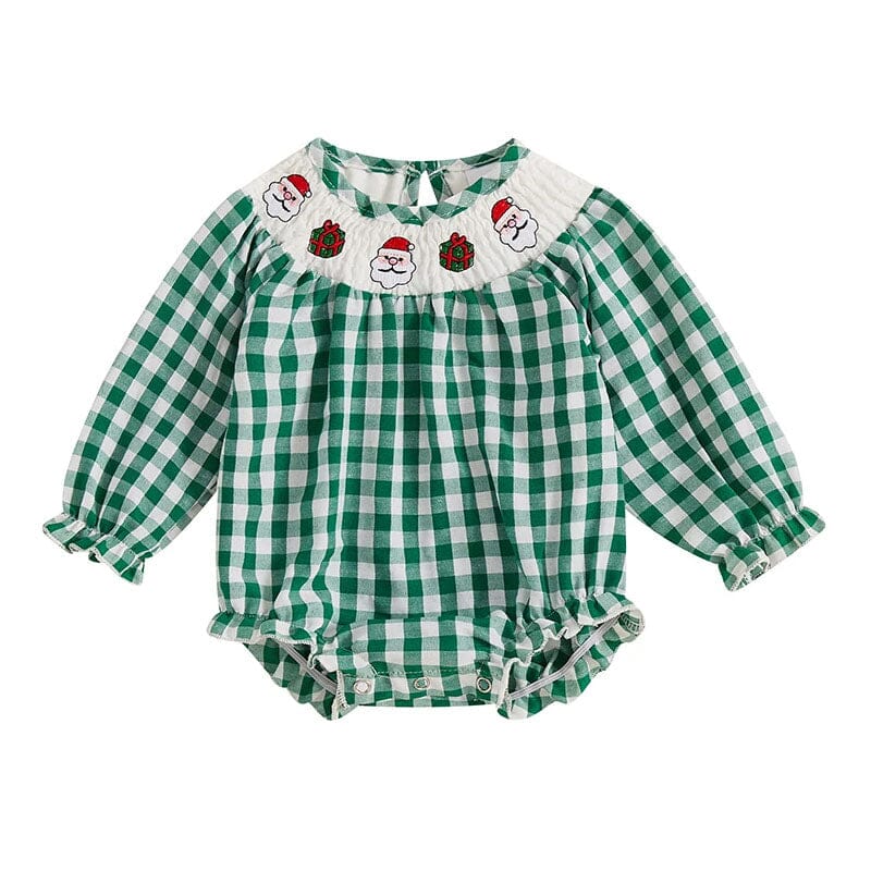 Long Sleeve Plaid Christmas Romper