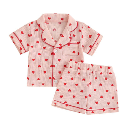 Valentine‘s Day Muslin Toddler Pajamas Set
