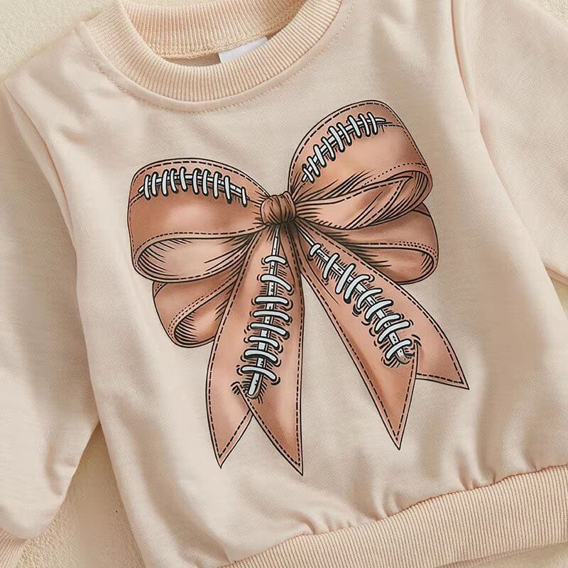 Long Sleeve Football Bow Baby Set