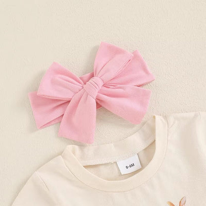 Short Sleeve Bows Bunny Toddler Set