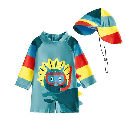 Long Sleeve Dinosaur Toddler Swimsuit