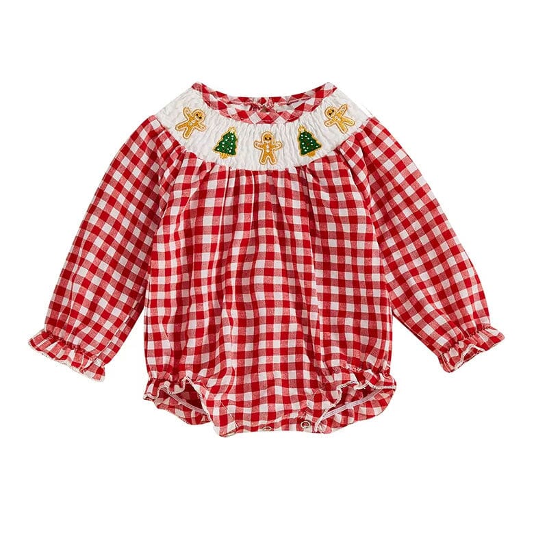 Long Sleeve Plaid Christmas Romper