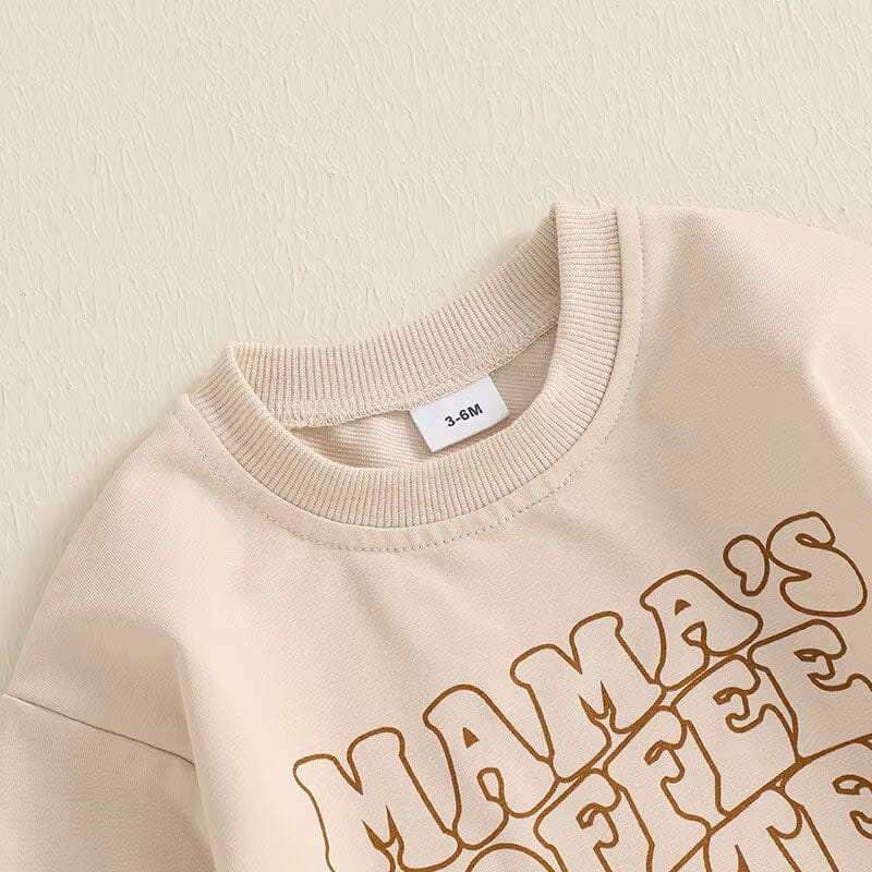 Mama's Coffee Date Solid Pants Baby Set
