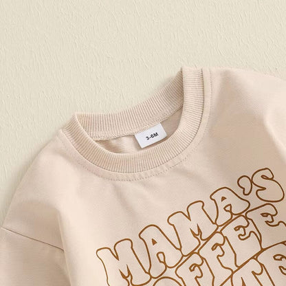 Mama's Coffee Date Solid Pants Baby Set