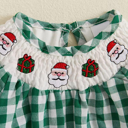 Long Sleeve Plaid Christmas Romper
