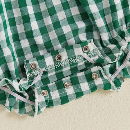 Long Sleeve Plaid Christmas Romper