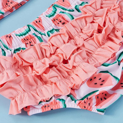Watermelon Ruffled Baby Swimsuit