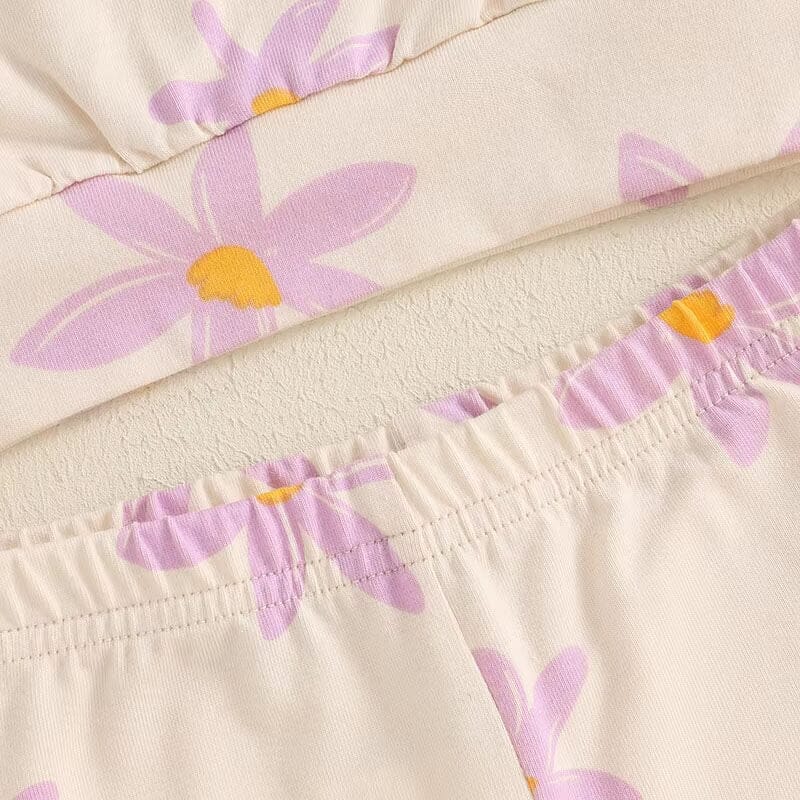 Long Sleeve Beige Floral Toddler Set