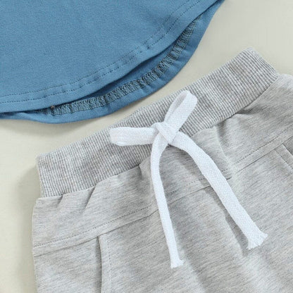 Striped Pocket Tee Solid Shorts Baby Set
