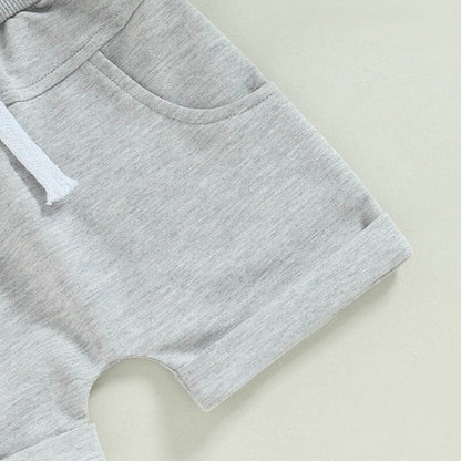 Striped Pocket Tee Solid Shorts Baby Set