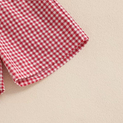 Short Sleeve Plaid Baseball Toddler Set