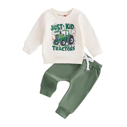 Long Sleeve Tractor Love Baby Set
