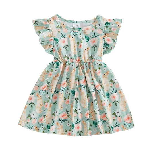 Flutter Sleeve Easter Toddler Dress