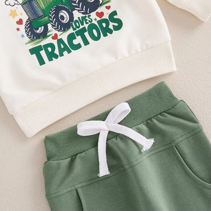 Long Sleeve Tractor Love Baby Set
