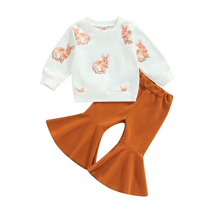 Bunny Brown Flared Pants Toddler Set