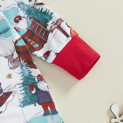 Long Sleeve Christmas Zipper Baby Jumpsuit