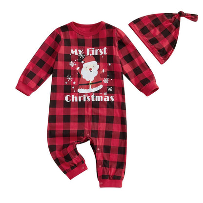 My First Christmas Plaid Baby Jumpsuit