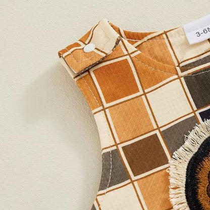 Sleeveless Checkered Thanksgiving Jumpsuit