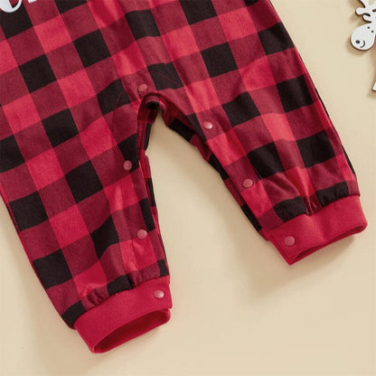 My First Christmas Plaid Baby Jumpsuit