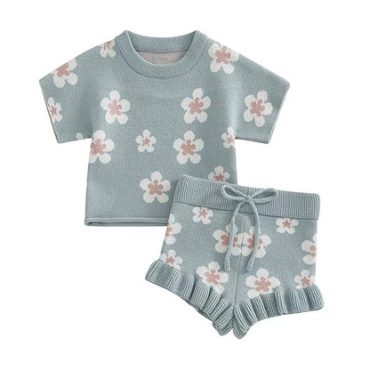 Short Sleeve Daisy Knit Baby Set