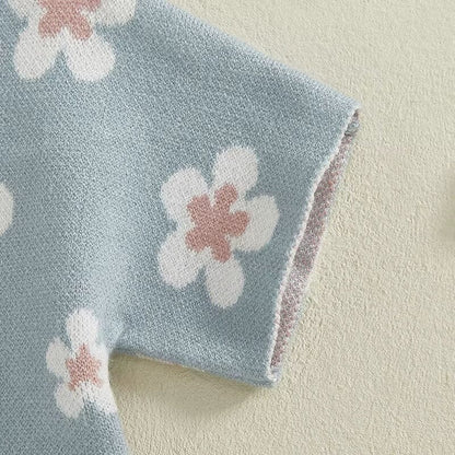 Short Sleeve Daisy Knit Baby Set