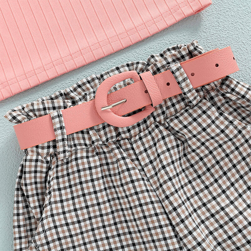 Pink Top Plaid Pants Toddler Set