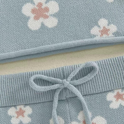 Short Sleeve Daisy Knit Baby Set