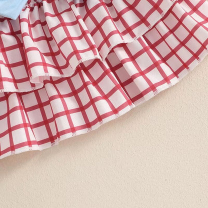 Short Sleeve Baseball Tiered Skirt Baby Set
