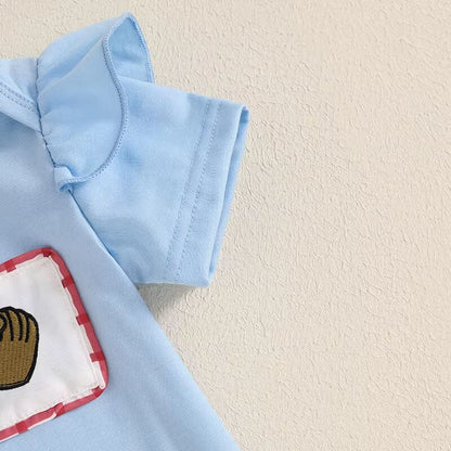 Short Sleeve Baseball Tiered Skirt Baby Set