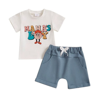 Mama's Boy Short Sleeve Baseball Baby Set