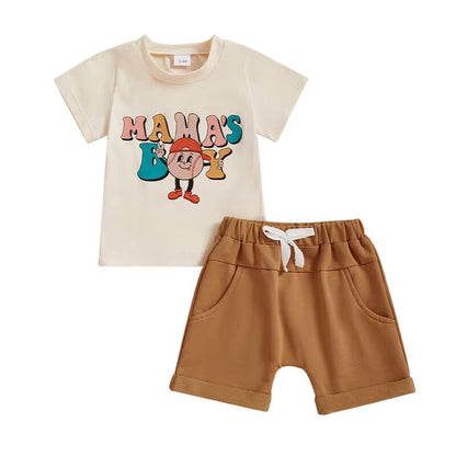 Mama's Boy Short Sleeve Baseball Baby Set