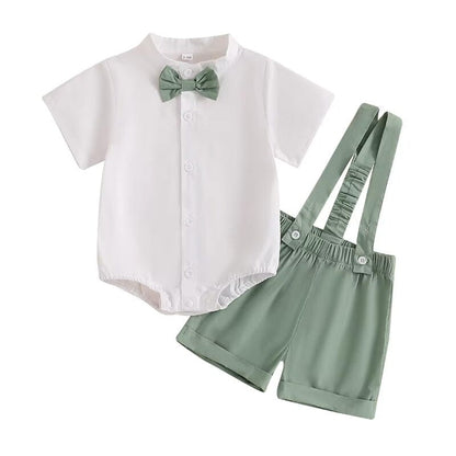 Short Sleeve Gentleman Suspender Baby Set