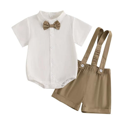 Short Sleeve Gentleman Suspender Baby Set