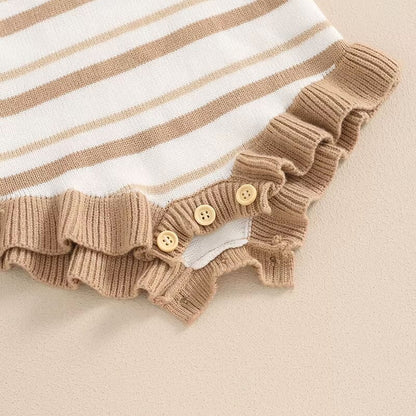 Sleeveless Strap Stripes Baby Romper