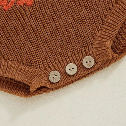 Long Sleeve Thanksgiving Knit Baby Romper
