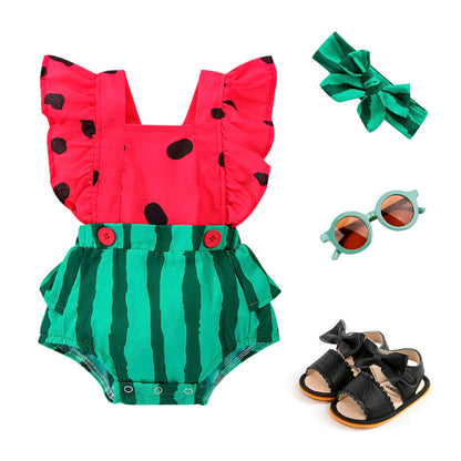 Watermelon Ruffled Baby Romper