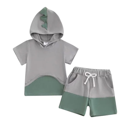 Short Sleeve Dino Hooded Toddler Set