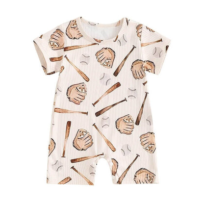Short Sleeve Baseball Baby Romper