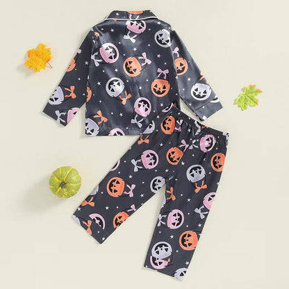 Pumpkin Bow Halloween Toddler Pajama Set